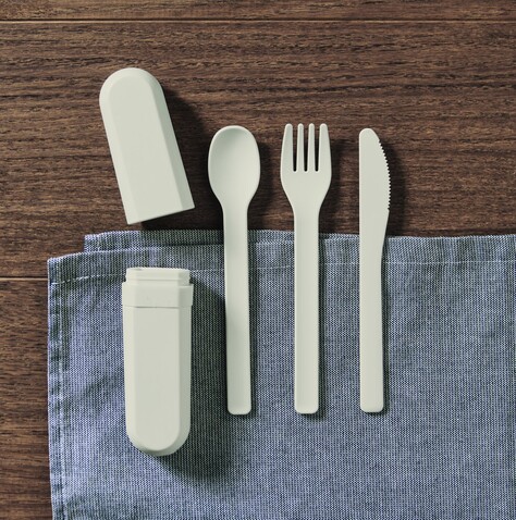 Besteck-Set PLA - Beige bedrucken, Art.-Nr. MO2743-13
