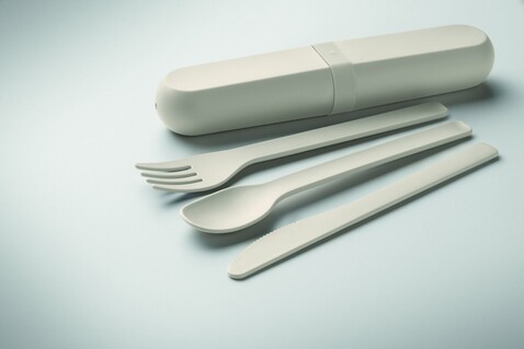 Besteck-Set PLA - Beige bedrucken, Art.-Nr. MO2743-13
