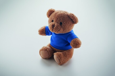 Teddybär mit T-Shirt 23cm - Blau bedrucken, Art.-Nr. MO2745-04