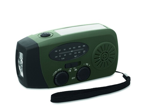 AM/FM Radio mit Taschenlampe MO2746- - Dunkelgrün bedrucken, Art.-Nr. MO2746-60