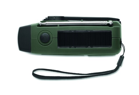AM/FM Radio mit Taschenlampe MO2746- - Dunkelgrün bedrucken, Art.-Nr. MO2746-60