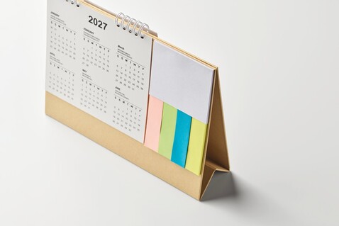 Tischkalender mit Memoblock - Beige bedrucken, Art.-Nr. MO2756-13 Tischkalender mit Memoblock - Beige bedrucken, Art.-Nr. MO2756-13