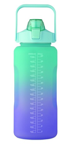 RPET-Trinkflasche 2000ml - Türkis bedrucken, Art.-Nr. MO2791-12 RPET-Trinkflasche 2000ml - Türkis bedrucken, Art.-Nr. MO2791-12