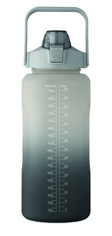 RPET-Trinkflasche 2000ml - Schwarz bedrucken, Art.-Nr. MO2791-03