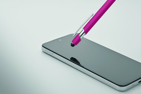 Druckkugelschreiber mit Stylus - Fuchsie bedrucken, Art.-Nr. MO2798-38