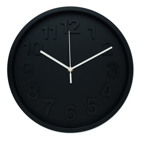 Wanduhr aus PP - Schwarz bedrucken, Art.-Nr. MO2851-03