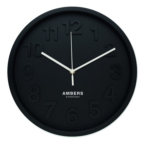 Wanduhr aus PP - Schwarz bedrucken, Art.-Nr. MO2851-03
