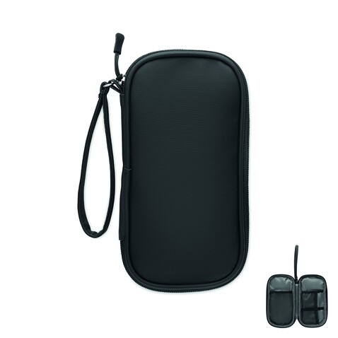 Tech Organizer-Tasche RPET - Schwarz bedrucken, Art.-Nr. MO2859-03