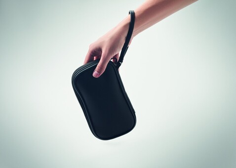 Tech Organizer-Tasche RPET - Schwarz bedrucken, Art.-Nr. MO2859-03