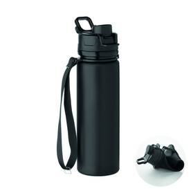 Faltbare Sportflasche Silikon - Schwarz bedrucken, Art.-Nr. MO2944-03