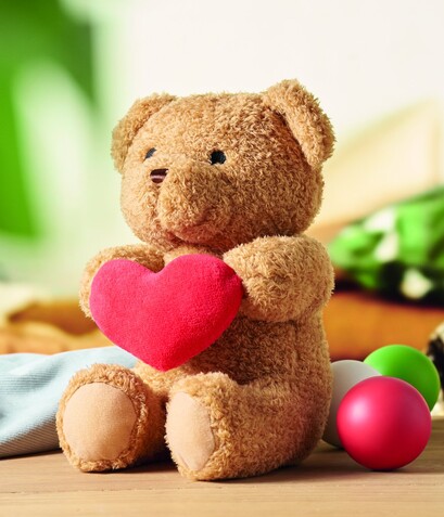 Teddybär mit Herz 23cm - Rot bedrucken, Art.-Nr. MO2949-05 Teddybär mit Herz 23cm - Rot bedrucken, Art.-Nr. MO2949-05