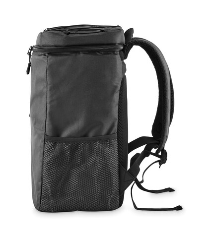 Kühlrucksack 600D RPET - Schwarz bedrucken, Art.-Nr. MO2971-03