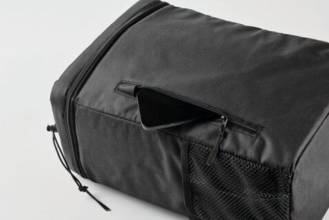 Kühlrucksack 600D RPET - Schwarz bedrucken, Art.-Nr. MO2971-03