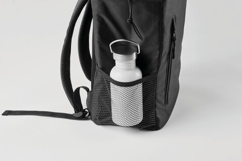 Kühlrucksack 600D RPET - Schwarz bedrucken, Art.-Nr. MO2971-03