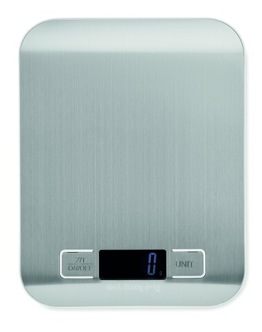 Digitale Küchenwaage 5kg - Silber bedrucken, Art.-Nr. MO3142-14