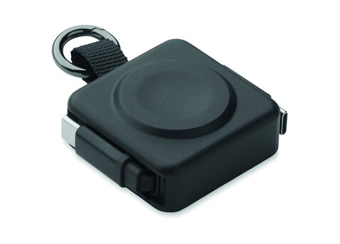 Einziehbares 100W-Typ-C-Kabel - Schwarz bedrucken, Art.-Nr. MO3145-03