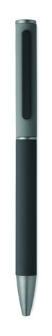 Drehkugelschreiber recy. Alu - Schwarz bedrucken, Art.-Nr. MO3174-03