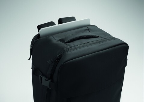 Rucksack in Kabinengröße - Schwarz bedrucken, Art.-Nr. MO3195-03