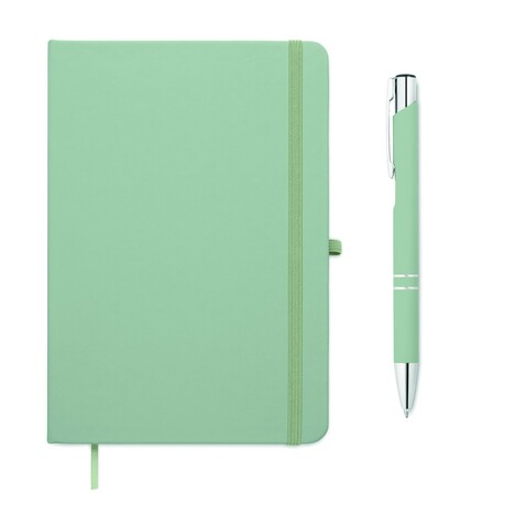 DIN A5 Notizbuch mit Kuli - Mintgrün bedrucken, Art.-Nr. MO3199-77