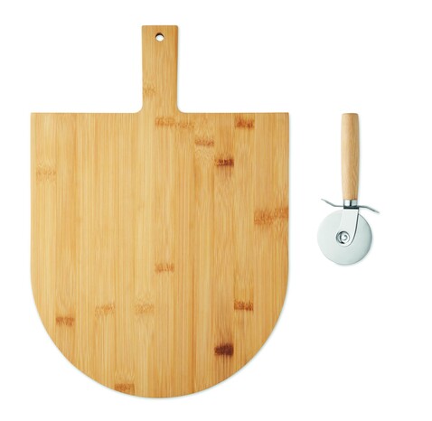 Pizza-Set Bambus - Holz bedrucken, Art.-Nr. MO3202-40