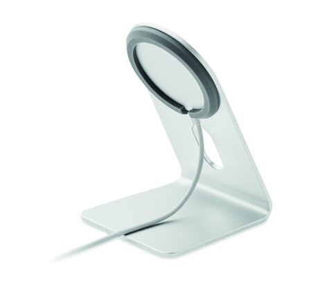 Magnetisches Ladegerät 15W - Mattsilber bedrucken, Art.-Nr. MO6417-16