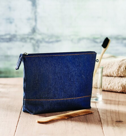 Denim Kosmetiktasche - Blau bedrucken, Art.-Nr. MO6421-04