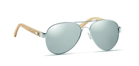Sonnenbrille Bambus - Silber Glänzend bedrucken, Art.-Nr. MO6450-17
