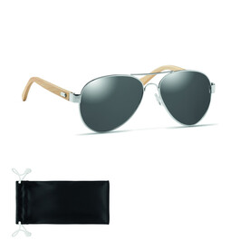 Sonnenbrille Bambus - Schwarz bedrucken, Art.-Nr. MO6450-03
