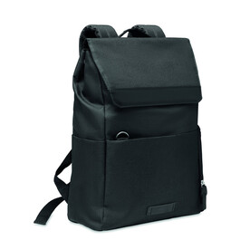 Laptop-Rucksack 600D RPET - Schwarz bedrucken, Art.-Nr. MO6464-03