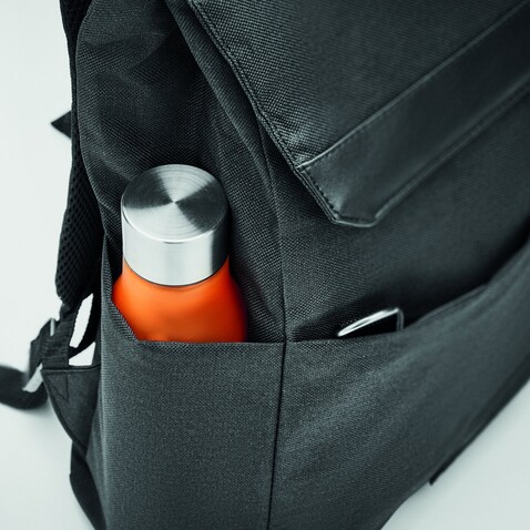 Laptop-Rucksack 600D RPET - Schwarz bedrucken, Art.-Nr. MO6464-03