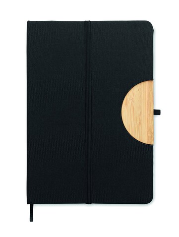 DIN A5 RPET Notizbuch, liniert - Schwarz bedrucken, Art.-Nr. MO6576-03