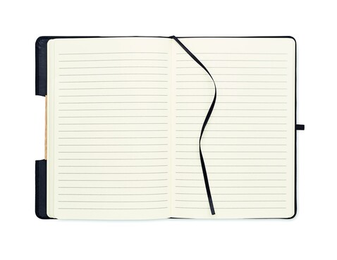 DIN A5 RPET Notizbuch, liniert - Schwarz bedrucken, Art.-Nr. MO6576-03