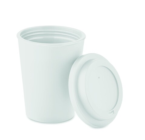 Doppelwandiger Becher PP 300ml - Weiß bedrucken, Art.-Nr. MO6582-06 Doppelwandiger Becher PP 300ml - Weiß bedrucken, Art.-Nr. MO6582-06