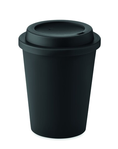 Doppelwandiger Becher PP 300ml - Schwarz bedrucken, Art.-Nr. MO6582-03