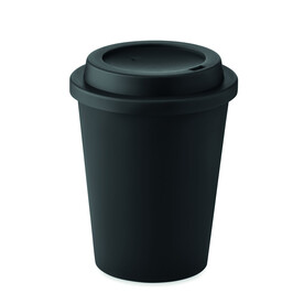 Doppelwandiger Becher PP 300ml - Schwarz bedrucken, Art.-Nr. MO6582-03