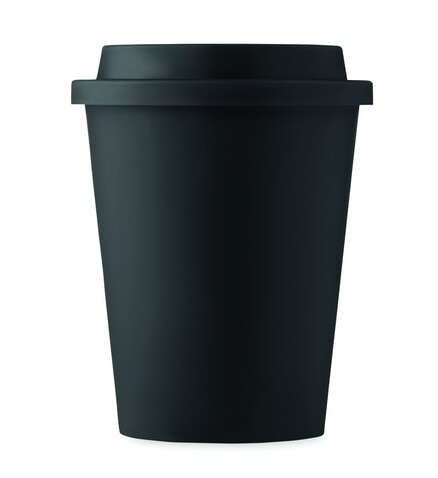 Doppelwandiger Becher PP 300ml - Schwarz bedrucken, Art.-Nr. MO6582-03