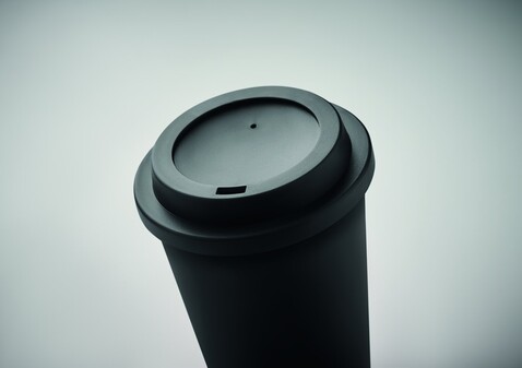 Doppelwandiger Becher PP 300ml - Schwarz bedrucken, Art.-Nr. MO6582-03
