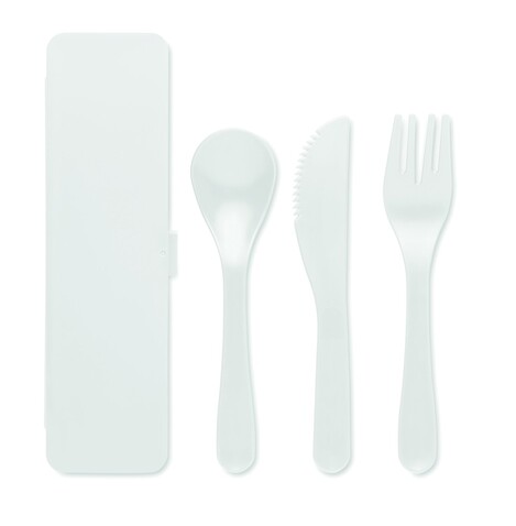 Besteck-Set PP - Weiß bedrucken, Art.-Nr. MO6661-06 Besteck-Set PP - Weiß bedrucken, Art.-Nr. MO6661-06
