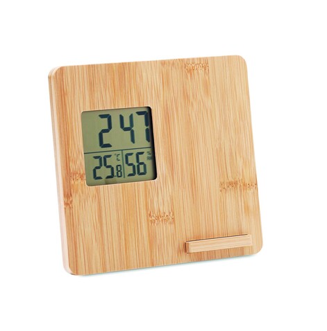 Tischuhr mit Ladestation - Holz bedrucken, Art.-Nr. MO6665-40