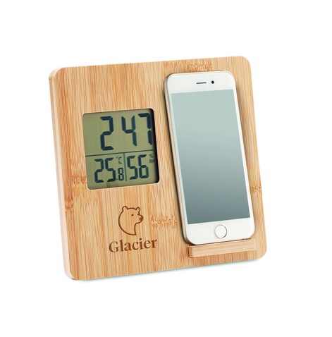 Tischuhr mit Ladestation - Holz bedrucken, Art.-Nr. MO6665-40