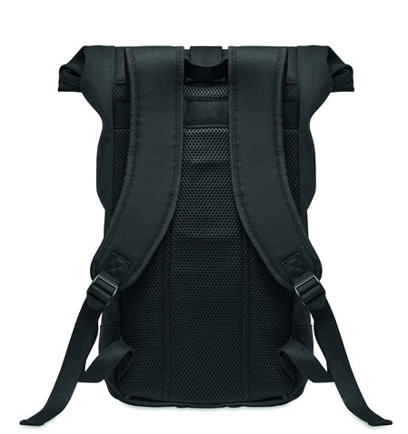 Rolltop-Rucksack Canvas - Schwarz bedrucken, Art.-Nr. MO6704-03