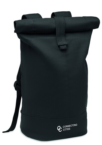 Rolltop-Rucksack Canvas - Schwarz bedrucken, Art.-Nr. MO6704-03