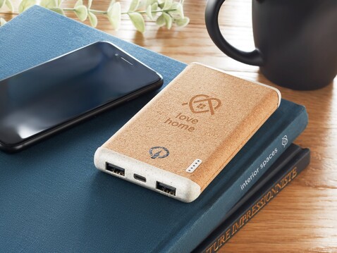 Powerbank mit Ladestation - Beige bedrucken, Art.-Nr. MO6844-13