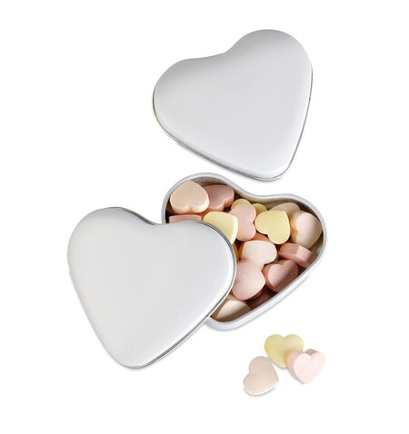 Herzdose mit Bonbons - Weiß bedrucken, Art.-Nr. MO7234-06 Herzdose mit Bonbons - Weiß bedrucken, Art.-Nr. MO7234-06