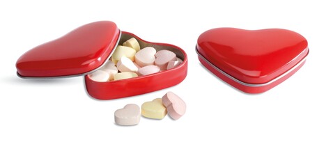 Herzdose mit Bonbons - Rot bedrucken, Art.-Nr. MO7234-05