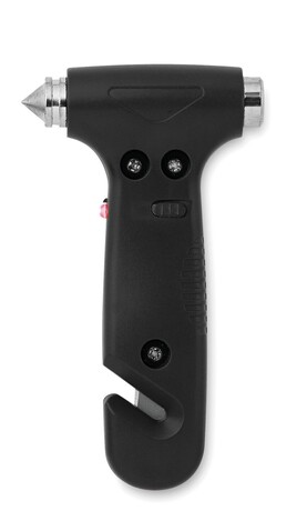 3 in 1 Notfall-Hammer - Schwarz bedrucken, Art.-Nr. MO8470-03 3 in 1 Notfall-Hammer - Schwarz bedrucken, Art.-Nr. MO8470-03