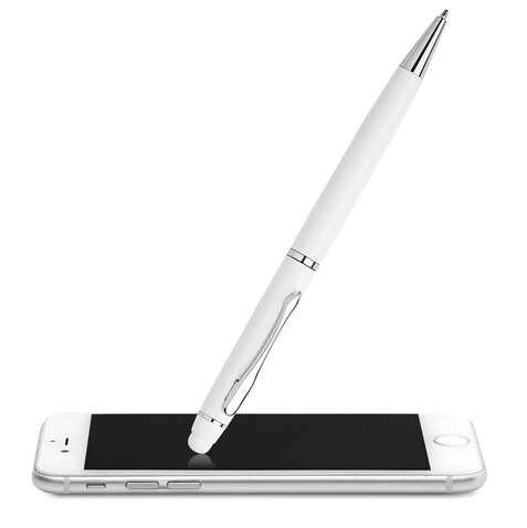 Drehkugelschreiber mit Stylus - Weiß bedrucken, Art.-Nr. MO8476-06 Drehkugelschreiber mit Stylus - Weiß bedrucken, Art.-Nr. MO8476-06