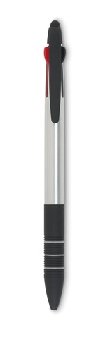 3-Farb-Kugelschreiber/Stylus - Silber bedrucken, Art.-Nr. MO8812-14