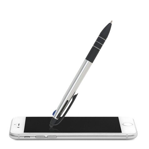 3-Farb-Kugelschreiber/Stylus - Silber bedrucken, Art.-Nr. MO8812-14