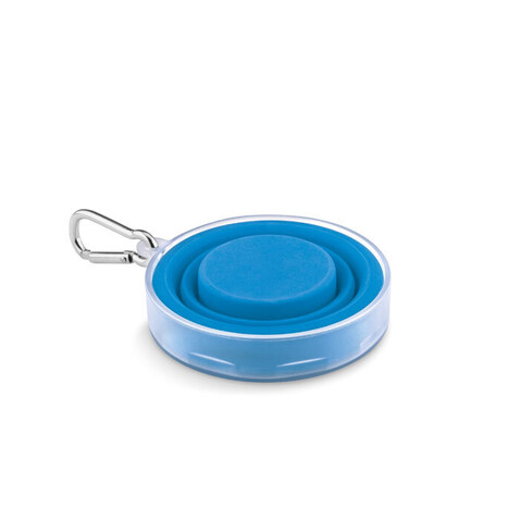 Faltbarer Silikon Becher - Blau bedrucken, Art.-Nr. MO9196-04